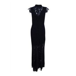 Fame and Partners Black Lace Maxi Dress